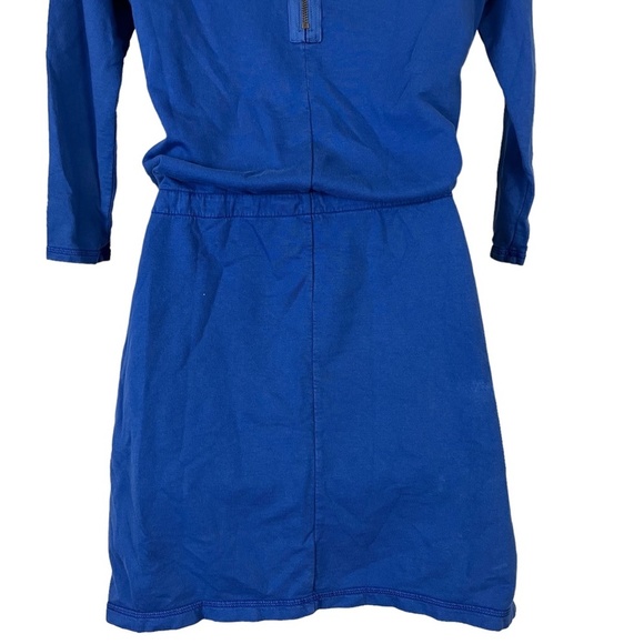 GH BASS & CO Blue Blouson 3/4 Sleeve Knit Mini 100% Cotton Drawstring Dress XS - Picture 13 of 15
